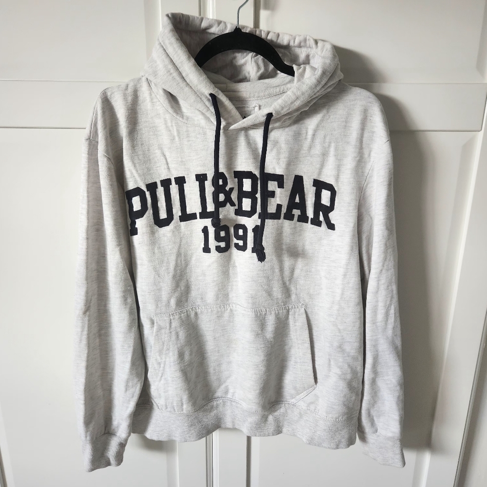 PULL & BEAR White cotton hoodie Size L